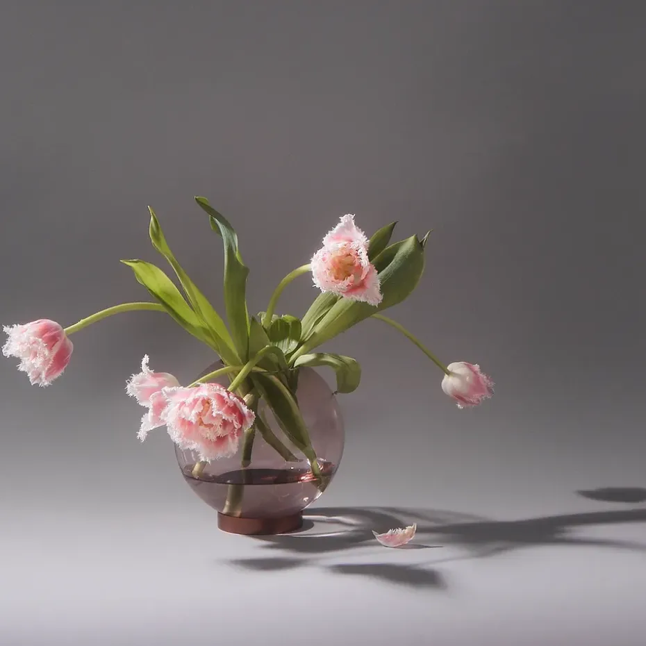 Florero Globe, mediano, rosa-oro