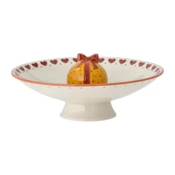 Fuente con pie Jolly Ø24 cm, Blanco-rojo