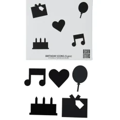 Iconos Happy Birthday Design Letters, negro