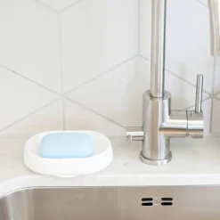 Jabonera con drenaje oculto silicona large, blanco