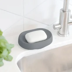 Jabonera con drenaje oculto silicona large, Grafito