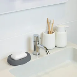 Jabonera con drenaje oculto silicona large, Grafito