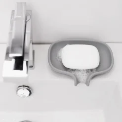 Jabonera silicona con pico para goteo, gris