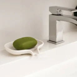 Jabonera silicona con pico para goteo, blanco