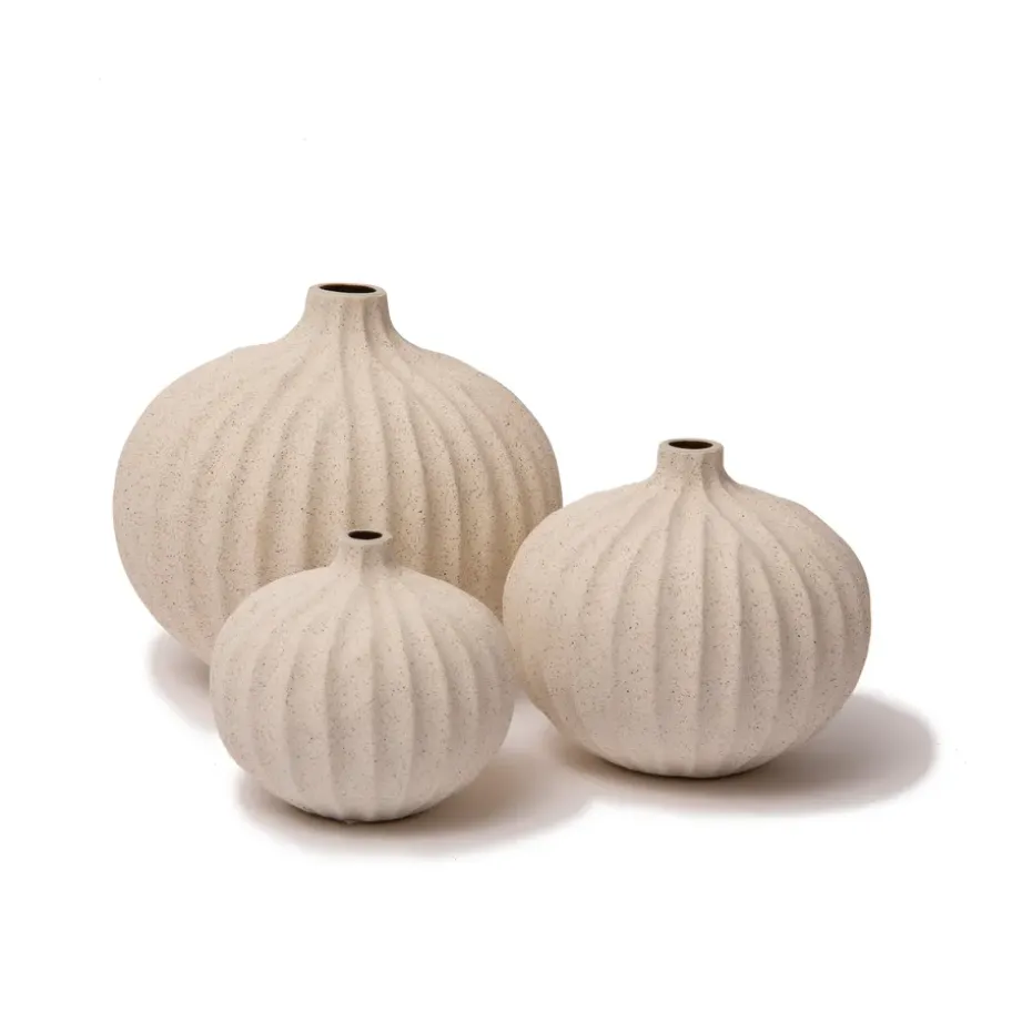 Jarrón Bari, Sand white light deep line, L