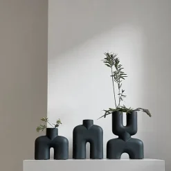 Jarrón Cobra Double Mini 22x28 cm, Negro