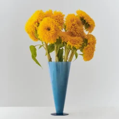 Jarrón Conical, Petrol blue-dark blue, large