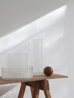 Jarrón Cut in number 33 cm, patrón de cuadros