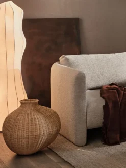 Jarrón de suelo trenzada Bola, Natural