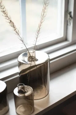 Jarrón de vidrio Pipe brown, Small