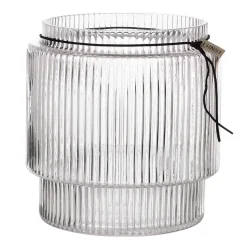 Jarrón de vidrio transparente Ernst acanalado, Ø19,5 cm x h20 cm