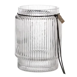 Jarrón de vidrio transparente Ernst acanalado, Ø8 cm