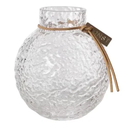 Jarrón de vidrio transparente Ernst con estructura, Ø9 cm