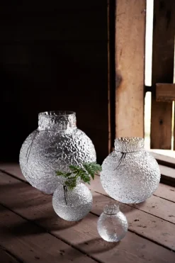 Jarrón de vidrio transparente Ernst con estructura, Ø9 cm