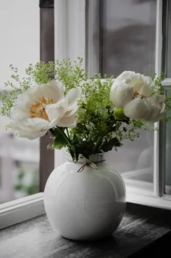 Jarrón esmaltado Ernst blanco, Ø22 cm