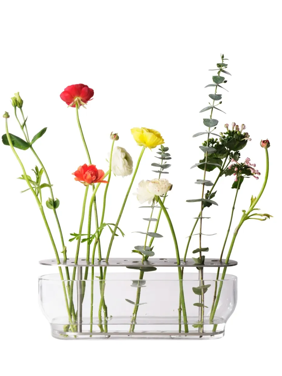 Jarrón Ikebana acero inoxidable, Long