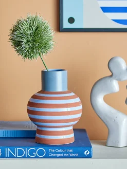 Jarrón Lindir 19 cm, Azul-marrón