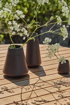 Jarrón Lines 22 cm, marrón