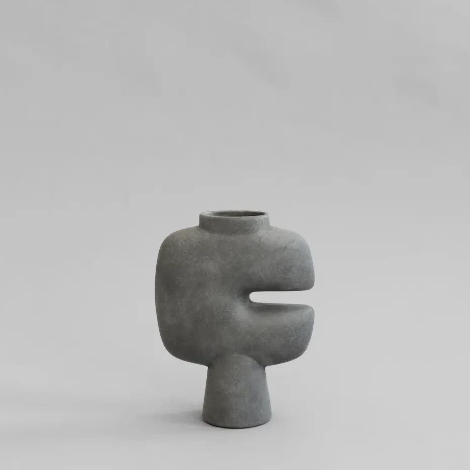 Jarrón mediano Tribal, Gris oscuro