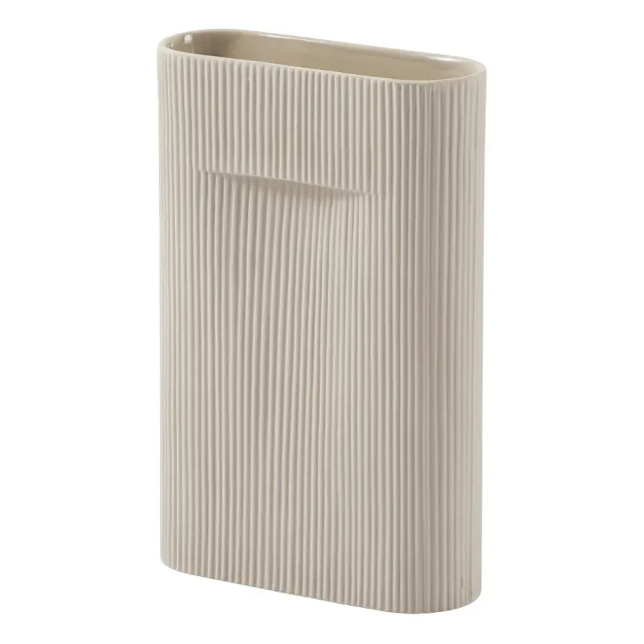 Jarrón Ridge 35 cm, Beige