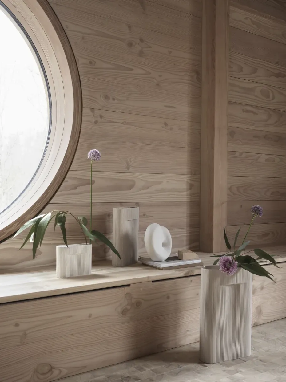 Jarrón Ridge 35 cm, Beige