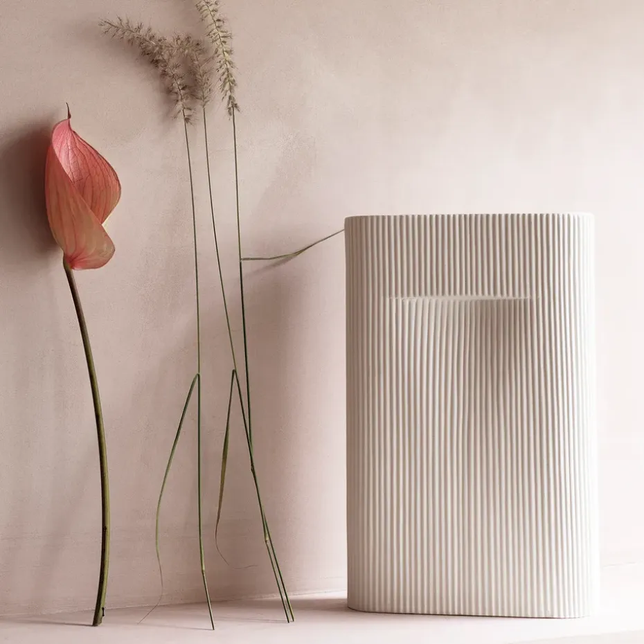 Jarrón Ridge 35 cm, Off white