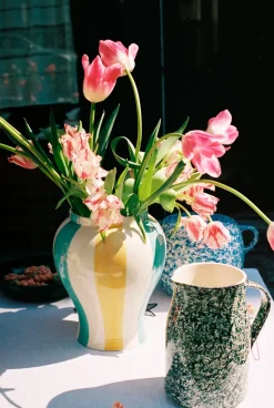 Jarrón Sobremesa stripe L 25 cm, Green-yellow