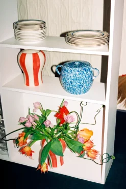 Jarrón Sobremesa stripe S 22 cm, Red