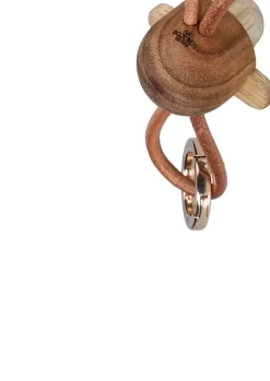 Llavero de mono de Kay Bojesen, Teca-limbá, cuero natural