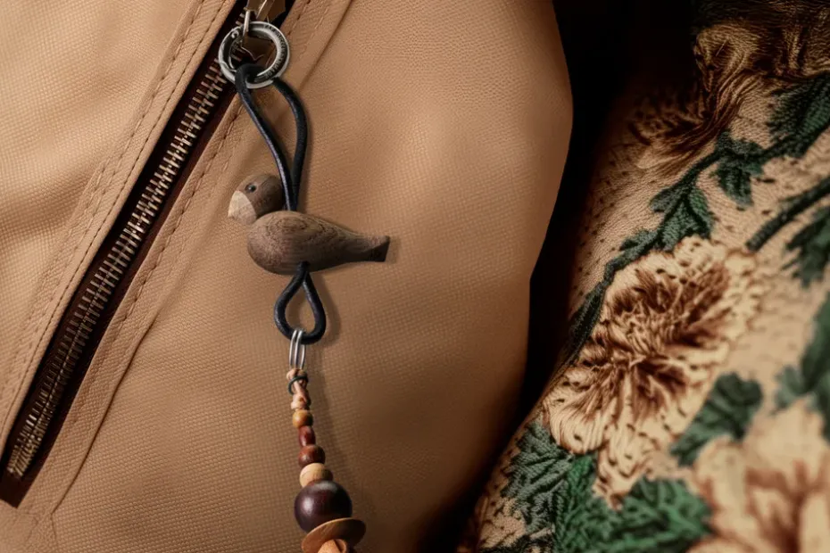 Llavero de pájaro Kaj Bojesen, Roble ahumado, cuero negro