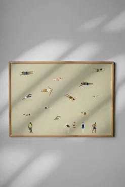 Lámina Swimmers, Beige, 50x70 cm