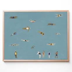 Lámina Swimmers, Blue, 40x50 cm