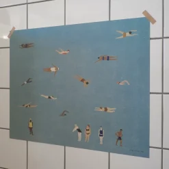 Lámina Swimmers, Blue, 40x50 cm