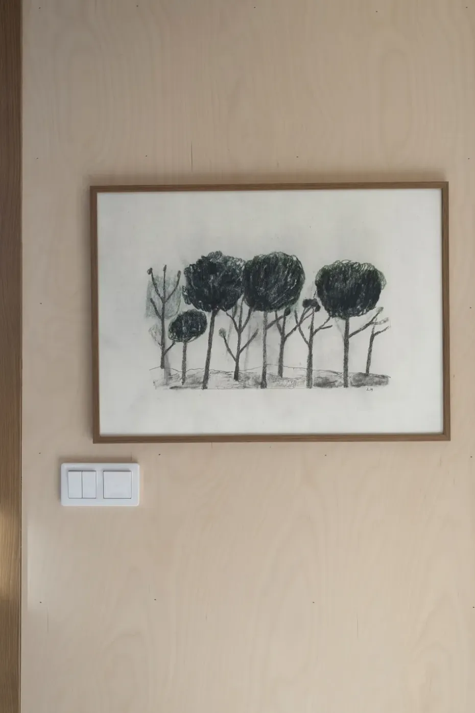 Lámina Trees 50x70 cm, negro- off white