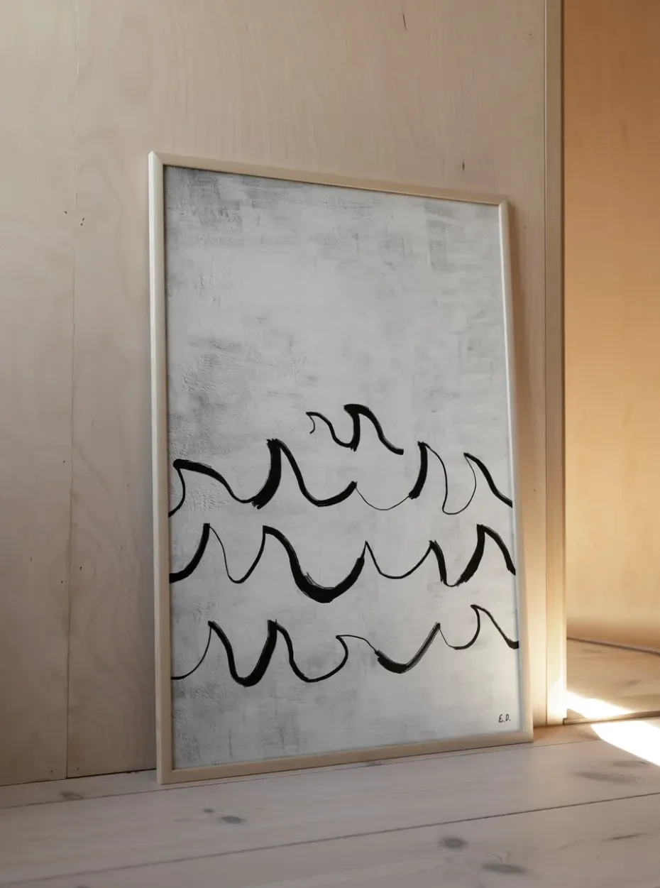 Lámina Wave 50x70 cm, negro-blanco