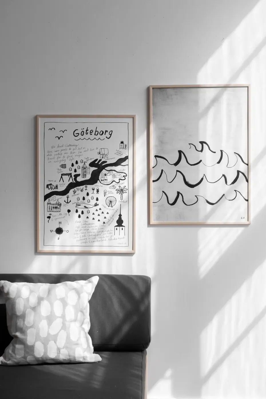 Lámina Wave 50x70 cm, negro-blanco