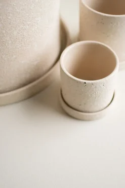 Maceta Ø10 cm con platillo Grow, Creme structure