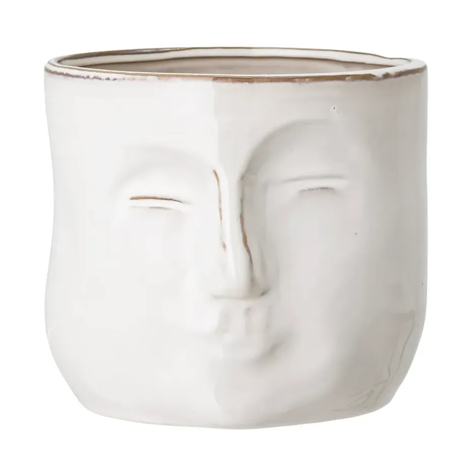 Maceta con cara Bloomingville 16,5x18 cm, blanco