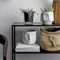 Maceta con cara Bloomingville 16,5x18 cm, blanco