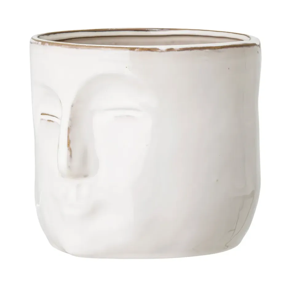 Maceta con cara Bloomingville 16,5x18 cm, blanco