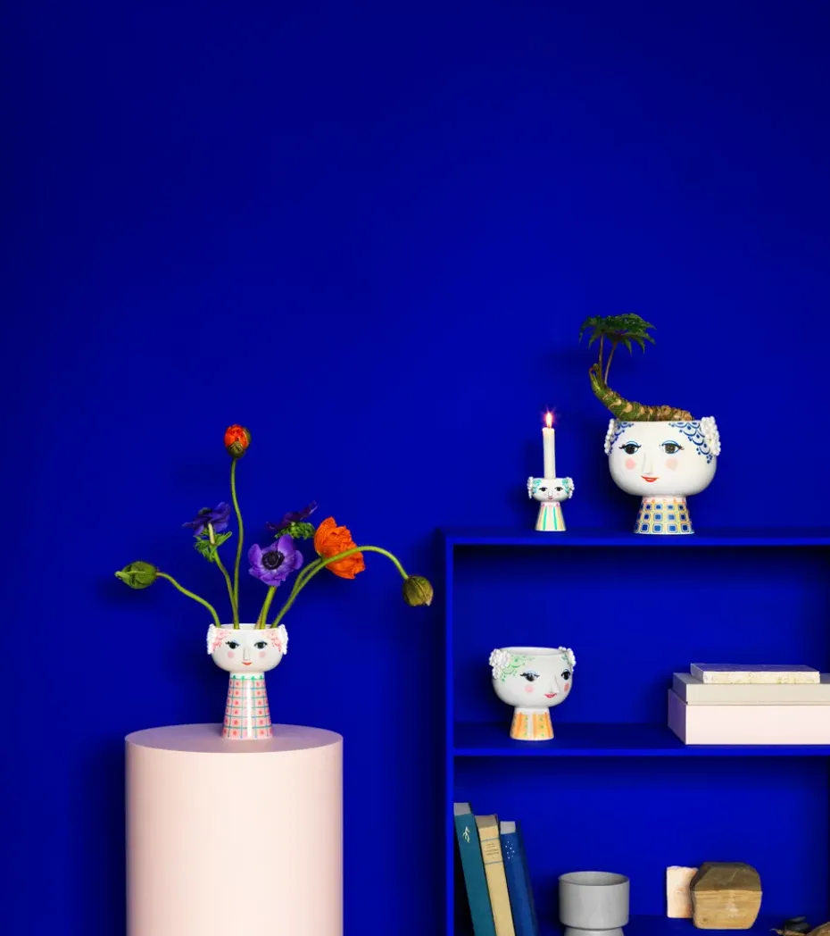 Maceta con pie Eva Ø21 cm, azul