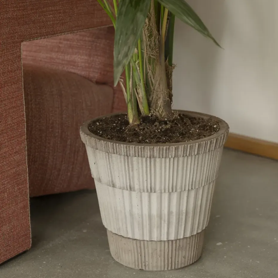 Maceta con plato Atlas raw, Grey, Ø25 cm