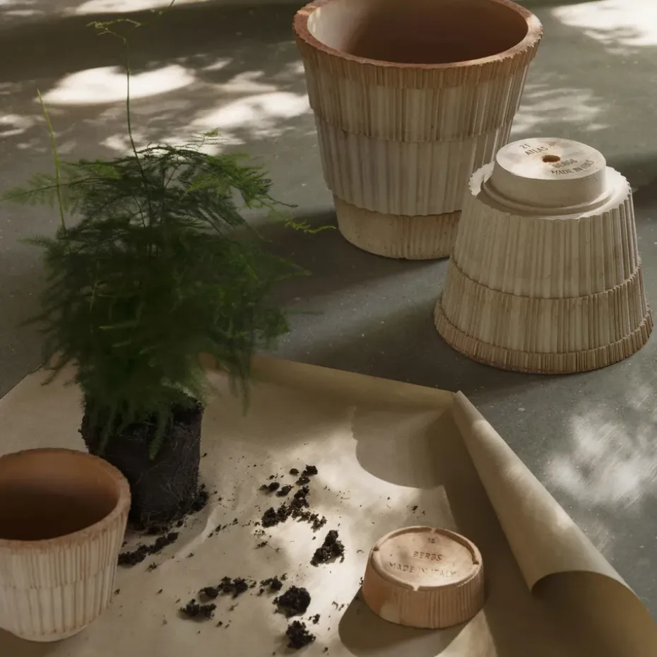 Maceta con plato Atlas raw, Rosa, Ø21 cm