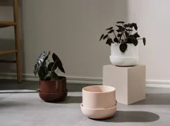 Maceta con plato Nappula Ø17 cm altura 13 cm, blanco