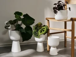 Maceta con plato Nappula Ø17 cm altura 13 cm, blanco