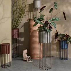 Maceta con soporte Fenja 2 piezas, Simply taupe