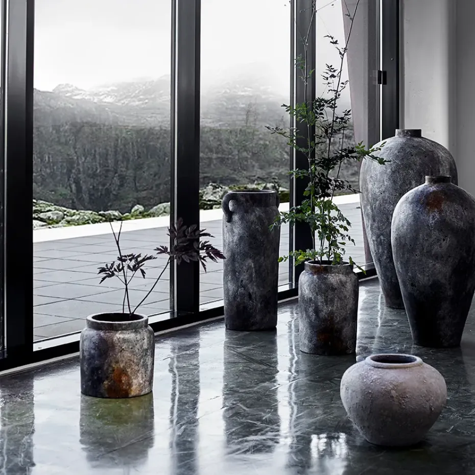 Maceta Echo Ø26 cm h40 cm, óxido-gris