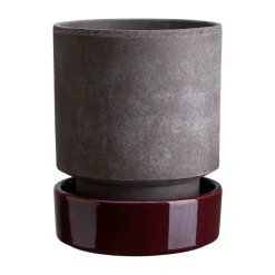 Maceta Hoff, Ø16 cm, Raw Grey-Deep Burgundy