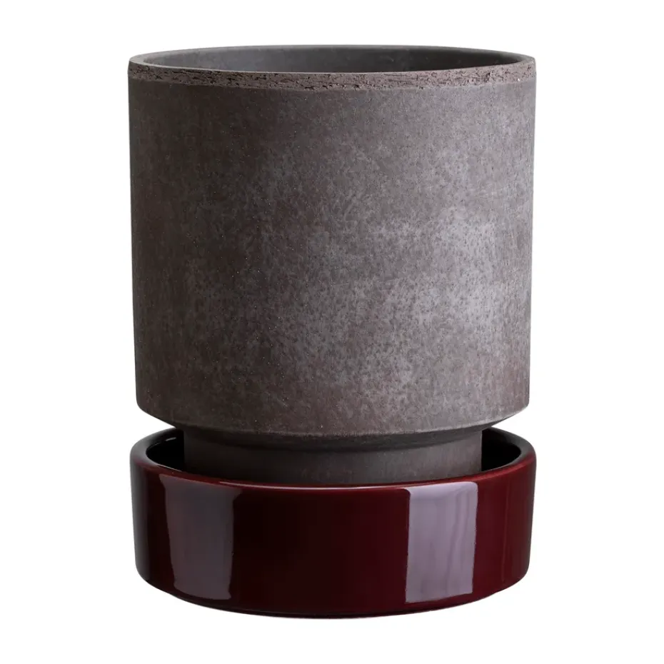 Maceta Hoff, Ø16 cm, Raw Grey-Deep Burgundy