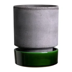 Maceta Hoff, Ø14 cm, Raw Grey-Emerald Green